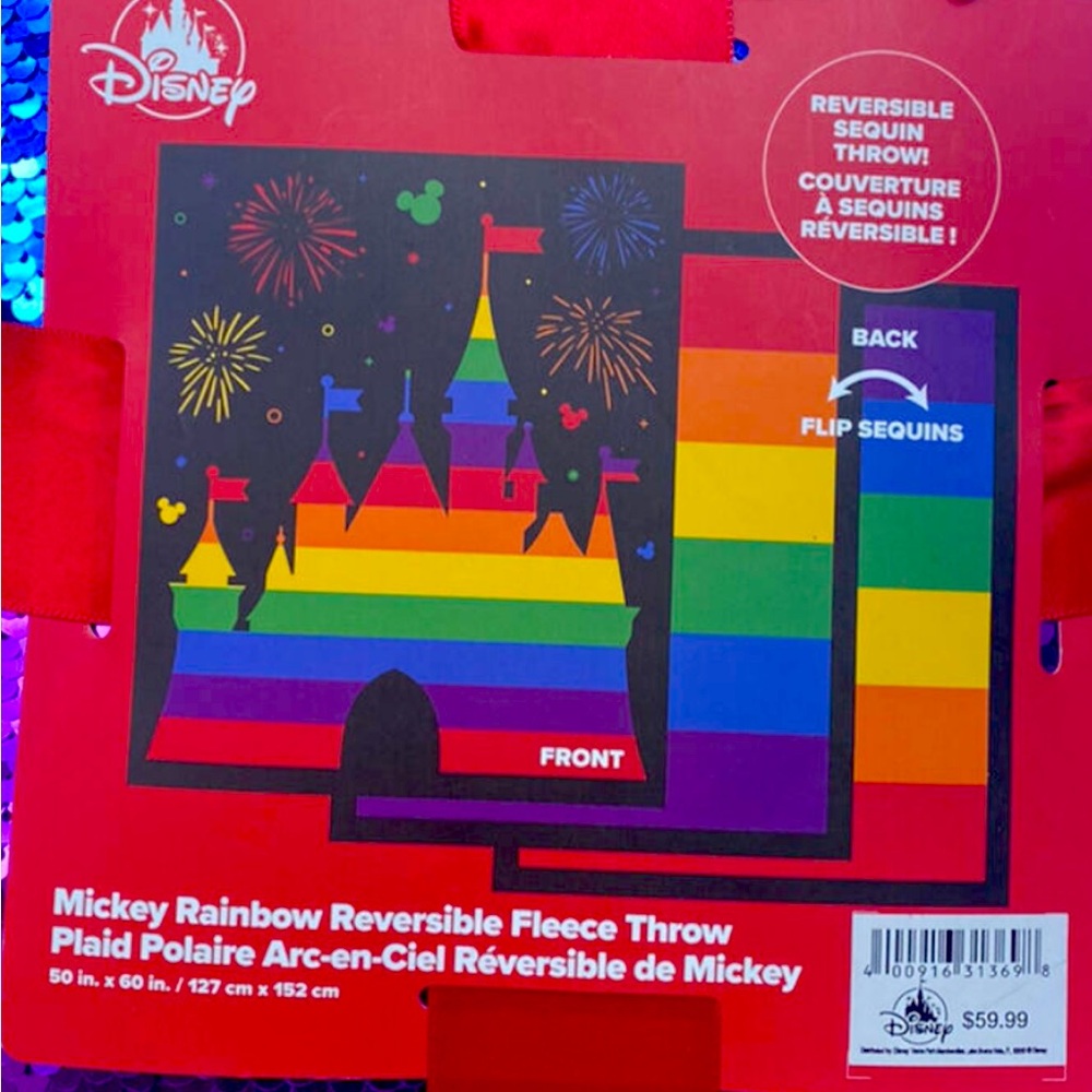Disney Rainbow reversible sequin/fleece blanket